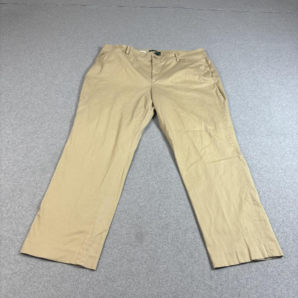 Lauren Ralph Lauren Pants Women 18W Beige Chino Straight Ankle Stretch Office